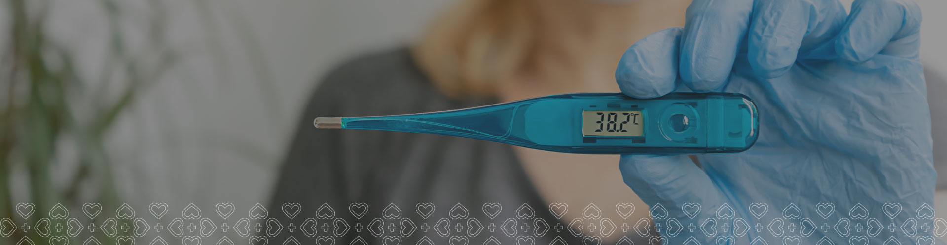 A thermometer reading 38.2 degrees celcius